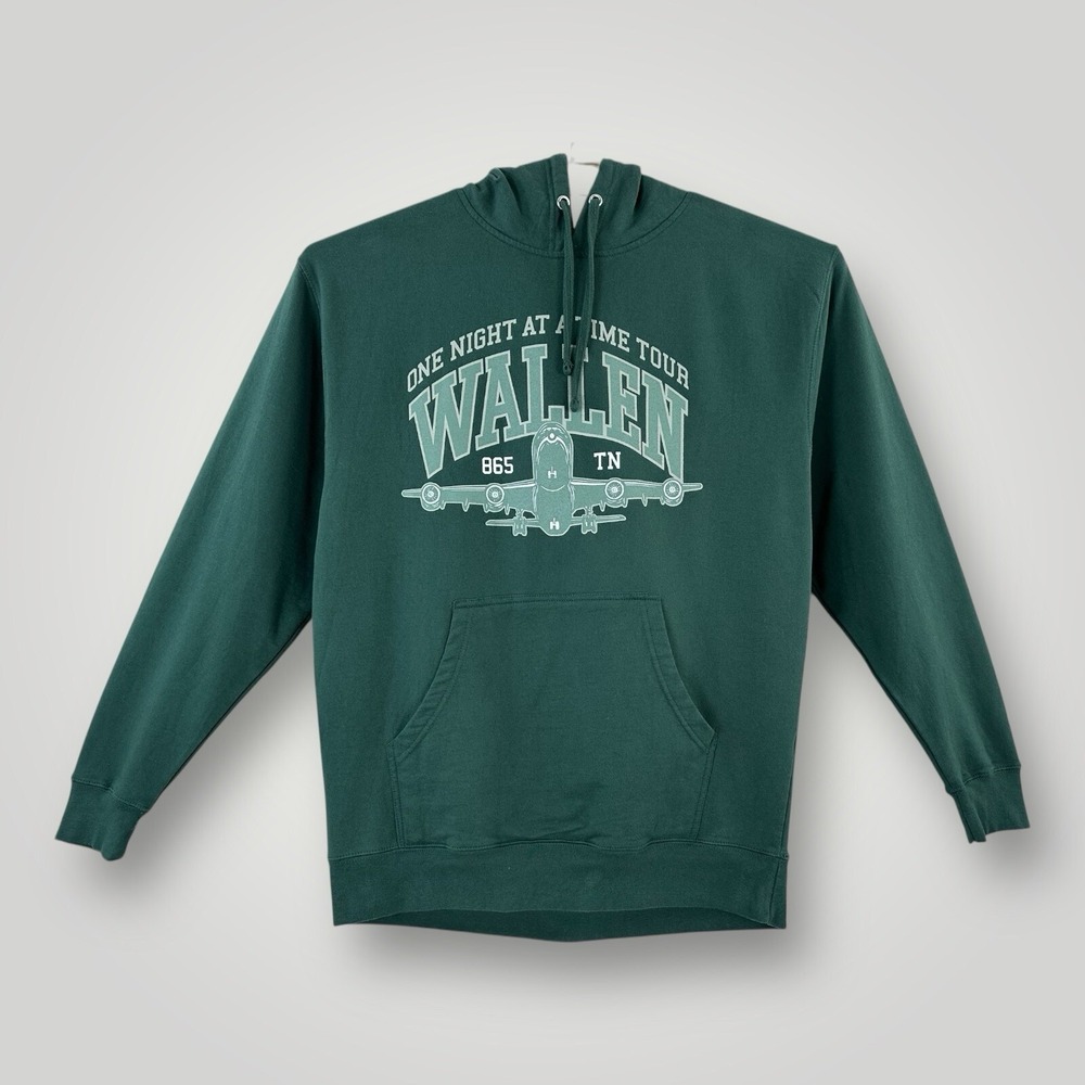 Morgan Wallen Hoodie Sweatshirt Mens LARGE Green One‎ Night at a Time World Tour
